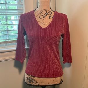 Red with silver stripes dressy shirt